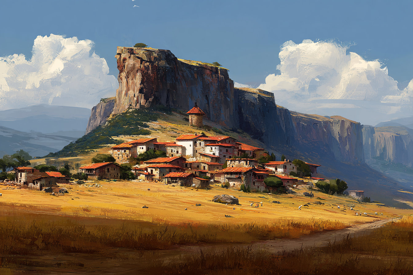 Dreamer's Rock is a landmark on the north side of the Way of the Manticore. Folk here live by herding sheep, growing small plots of vegetables and a little copper mining.