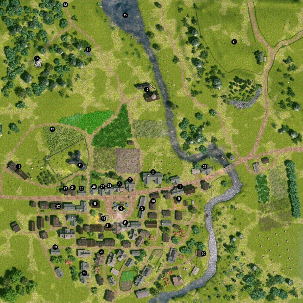 Map of Eveningstar in Cormyr - Forgotten realms